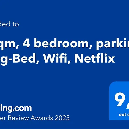85qm, 4 Bedroom, Parking, King-bed, Wifi, Netflix 公寓 魏布林根